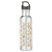 Personalized Bookish Girly Cute Cream Name Pink Edelstahlflasche (Rückseite)