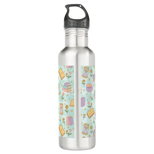 Personalized Bookish Girly Cute Magic Name Green Edelstahlflasche (Rückseite)