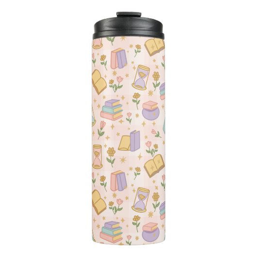 Personalized Bookish Girly Magic Pink Cute Name Thermosbecher (Vorderseite)