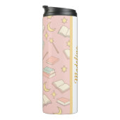 Personalized Bookish Girly Magic Time Pink Name Thermosbecher (Nach rechts gedreht)