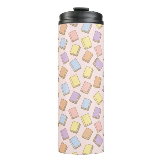 Personalized Bookish Girly Pink Book Cute Bow Name Thermosbecher (Vorderseite)