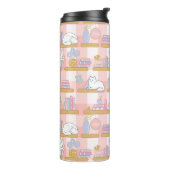 Personalized Bookish Girly Pink Cute Cat Name Thermosbecher (Nach links gedreht)