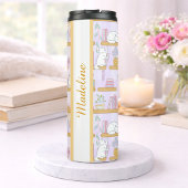 Personalized Bookish Girly Purple Cute Cat Name Thermosbecher