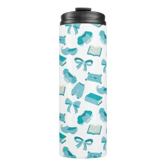 Personalized Bookish Girly Teal Cute Bow Name  Thermosbecher (Vorderseite)