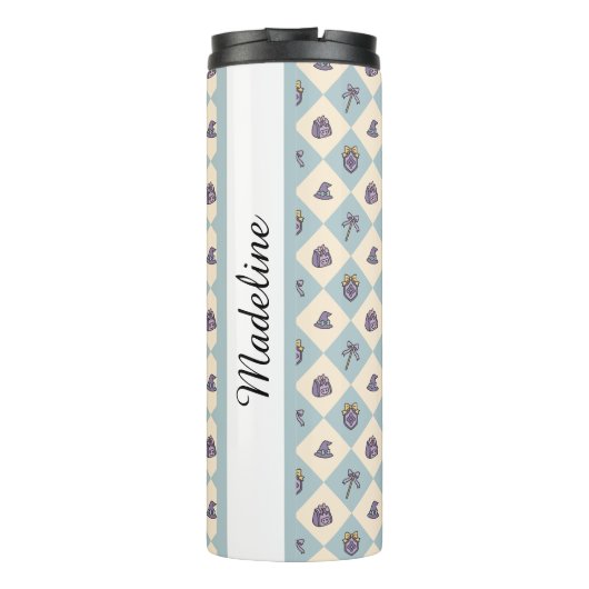 Personalized Bookish Girly Tumbler Wizard Blue Thermosbecher (Rückseite)