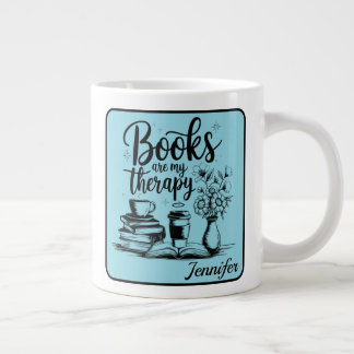 Personalized Books Are My Therapy Bookworms Blue Jumbo-Tasse