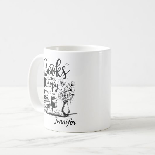 Personalized Books Are My Therapy Bookworms Kaffeetasse (Vorderseite Links)