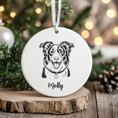 Personalized Border Collie Dog Christmas Keramik Ornament