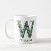 Personalized Botanical Christmas Monogram Letter W Kaffeetasse (Links)