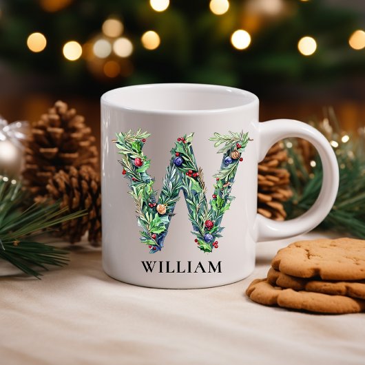 Personalized Botanical Christmas Monogram Letter W Kaffeetasse