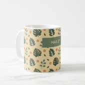 Personalized Botanical Name Cream and Sage Green Kaffeetasse (Vorderseite Links)