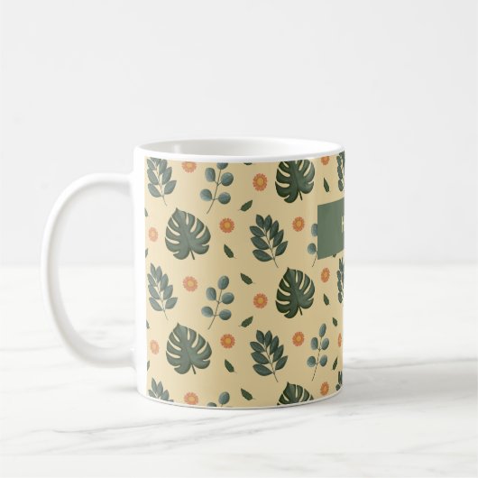 Personalized Botanical Name Cream and Sage Green Kaffeetasse (Links)