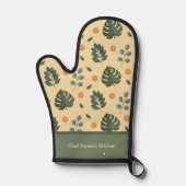 Personalized Botanical Name Cream and Sage Green Ofenhandschuh (Vorderseite)