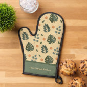 Personalized Botanical Name Cream and Sage Green Ofenhandschuh (Oben unten)