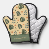 Personalized Botanical Name Cream and Sage Green Ofenhandschuh (Vorderseite/Rückseite)