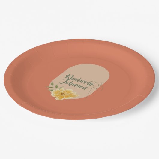 Personalized Botanical Party Plate Pappteller (Schrägansicht)