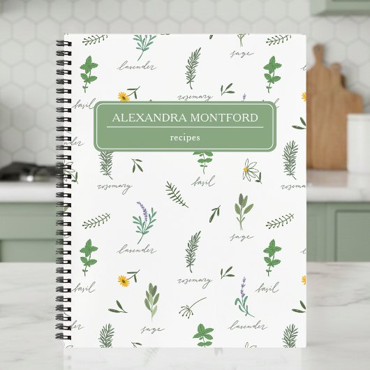 Personalized Botanical Recipe Notebook Notizblock