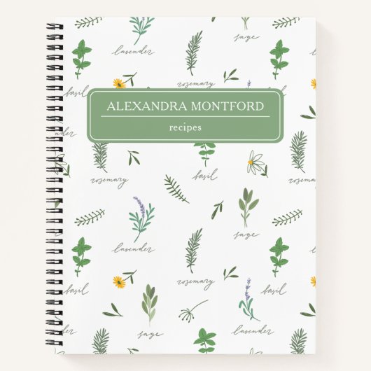Personalized Botanical Recipe Notebook Notizblock (Vorderseite)