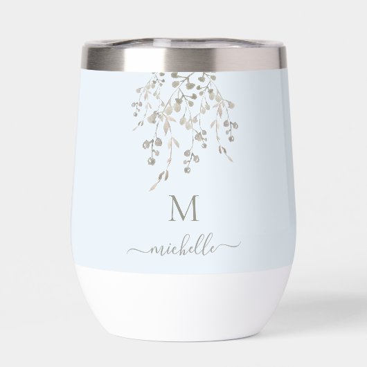 Personalized Botanical Watercolor Monogram Blue (Rückseite)