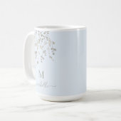 Personalized Botanical Watercolor Monogram Blue Kaffeetasse (Vorderseite Links)
