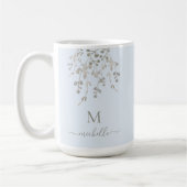 Personalized Botanical Watercolor Monogram Blue Kaffeetasse (Links)