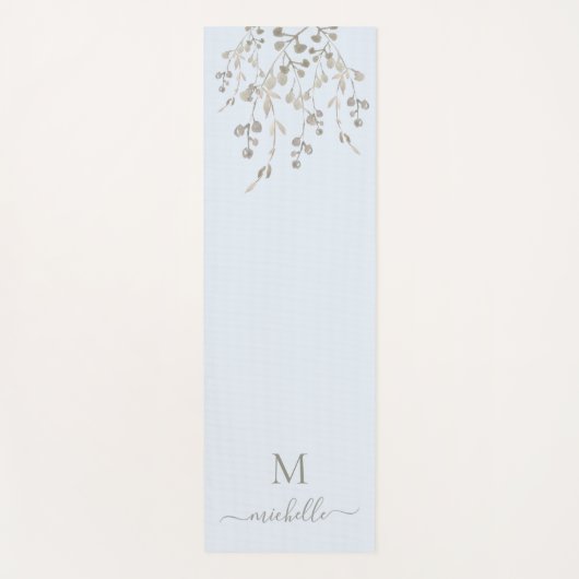 Personalized Botanical Watercolor Monogram Blue Yogamatte (Vorderseite)