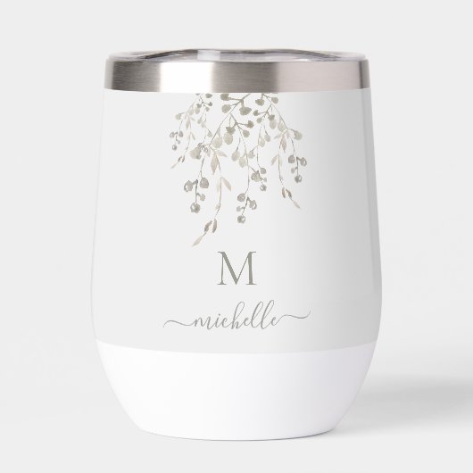 Personalized Botanical Watercolor Monogram Gray (Rückseite)