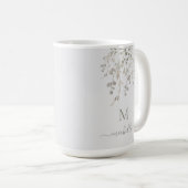 Personalized Botanical Watercolor Monogram Gray Kaffeetasse (VorderseiteRechts)