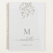 Personalized Botanical Watercolor Monogram Gray Planer (Vorderseite)