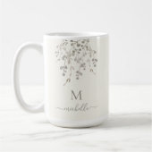 Personalized Botanical Watercolor Monogram Ivory Kaffeetasse (Links)