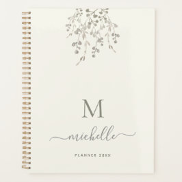 Personalized Botanical Watercolor Monogram Ivory Planer