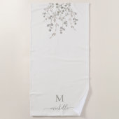 Personalized Botanical Watercolor Monogram Ivory Strandtuch (Vorderseite)