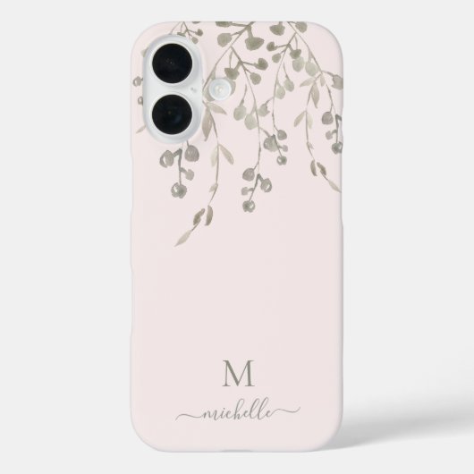 Personalized Botanical Watercolor Monogram Pink Case-Mate iPhone Hülle (Rückseite)