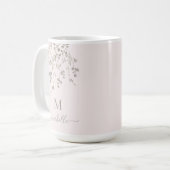 Personalized Botanical Watercolor Monogram Pink Kaffeetasse (Vorderseite Links)