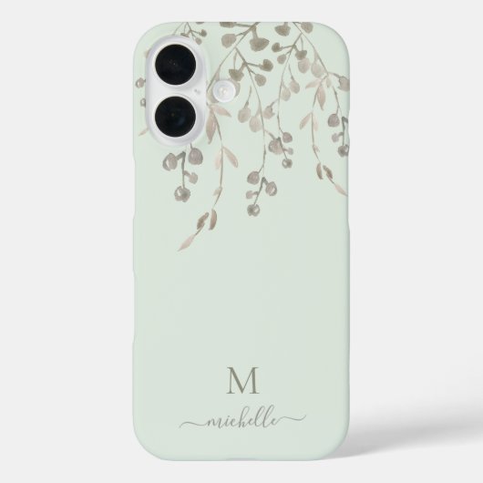 Personalized Botanical Watercolor Monogram Sage Case-Mate iPhone Hülle (Rückseite)