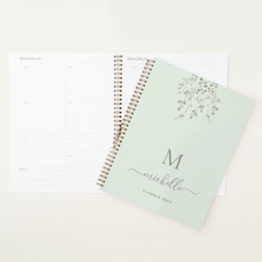 Personalized Botanical Watercolor Monogram Sage Planer (Anzeige)