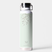 Personalized Botanical Watercolor Monogram Sage Trinkflasche (Rückseite)