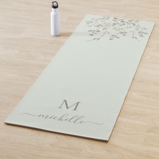 Personalized Botanical Watercolor Monogram Sage Yogamatte (Beispiel)