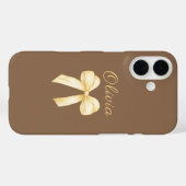 Personalized Bow Brown Aesthetic Coquette Case-Mate iPhone Hülle (Rückseite (Horizontal))