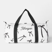 Personalized Bow Pattern Chic Black & white Duffle Bag (Vorderseite)