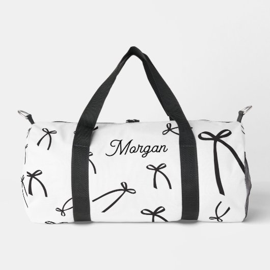 Personalized Bow Pattern Chic Black & white Duffle Bag (Vorderseite)