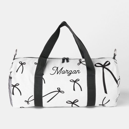 Personalized Bow Pattern Chic Black & white Duffle Bag (Rückseite)