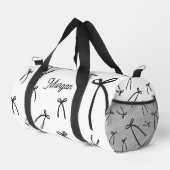 Personalized Bow Pattern Chic Black & white Duffle Bag (Rechte Ecke)