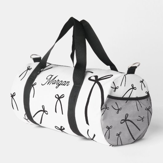 Personalized Bow Pattern Chic Black & white Duffle Bag (Rechte Ecke)