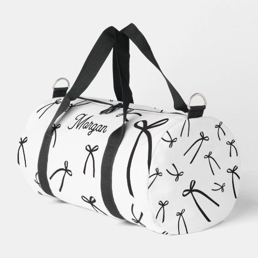 Personalized Bow Pattern Chic Black & white Duffle Bag (Linke Seite)