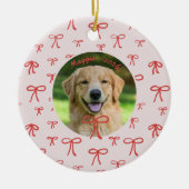 Personalized Bow Pattern Pet Photo Ornament  (Vorne)
