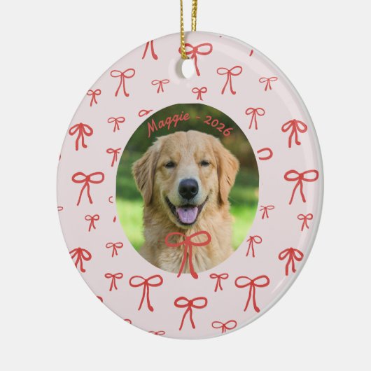 Personalized Bow Pattern Pet Photo Ornament  (Links)