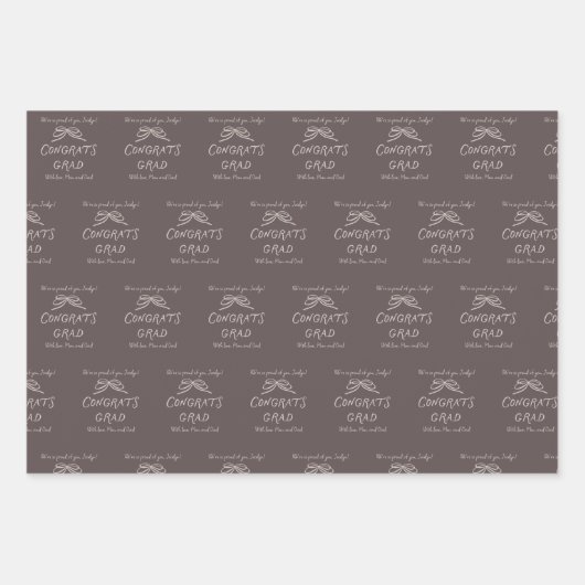 Personalized Bow Wavy Frame Photo Graduation Geschenkpapier Set (Vorderseite 3)