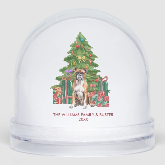 Personalized Boxer Dog Christmas Schneekugeln (Vorderseite)