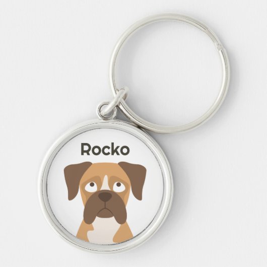 Personalized Boxer Dog Keychain Custom Name Gift Schlüsselanhänger (Vorne)